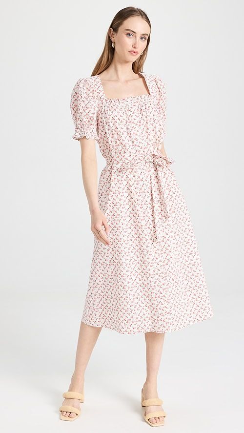Floral Midi Dress with Short Puff Sleeve | Shopbop