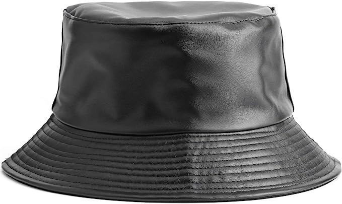 Leather Reversible Bucket Hats for Women, Trendy Cotton Twill Faux Leather Sun Fishing Hat Fashio... | Amazon (US)