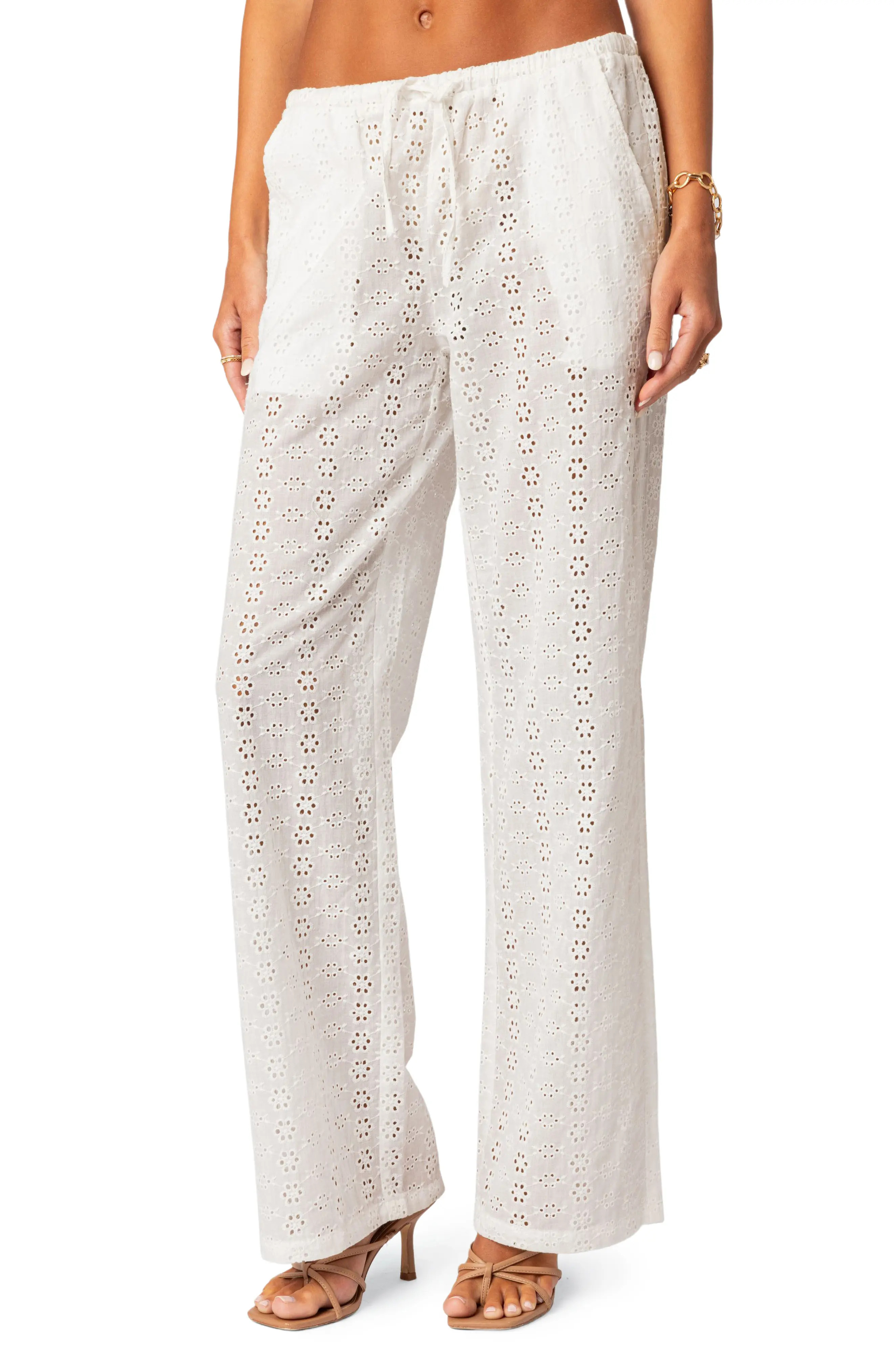Lemon Lacey Cotton Eyelet Pants (Women) | Nordstrom | Nordstrom