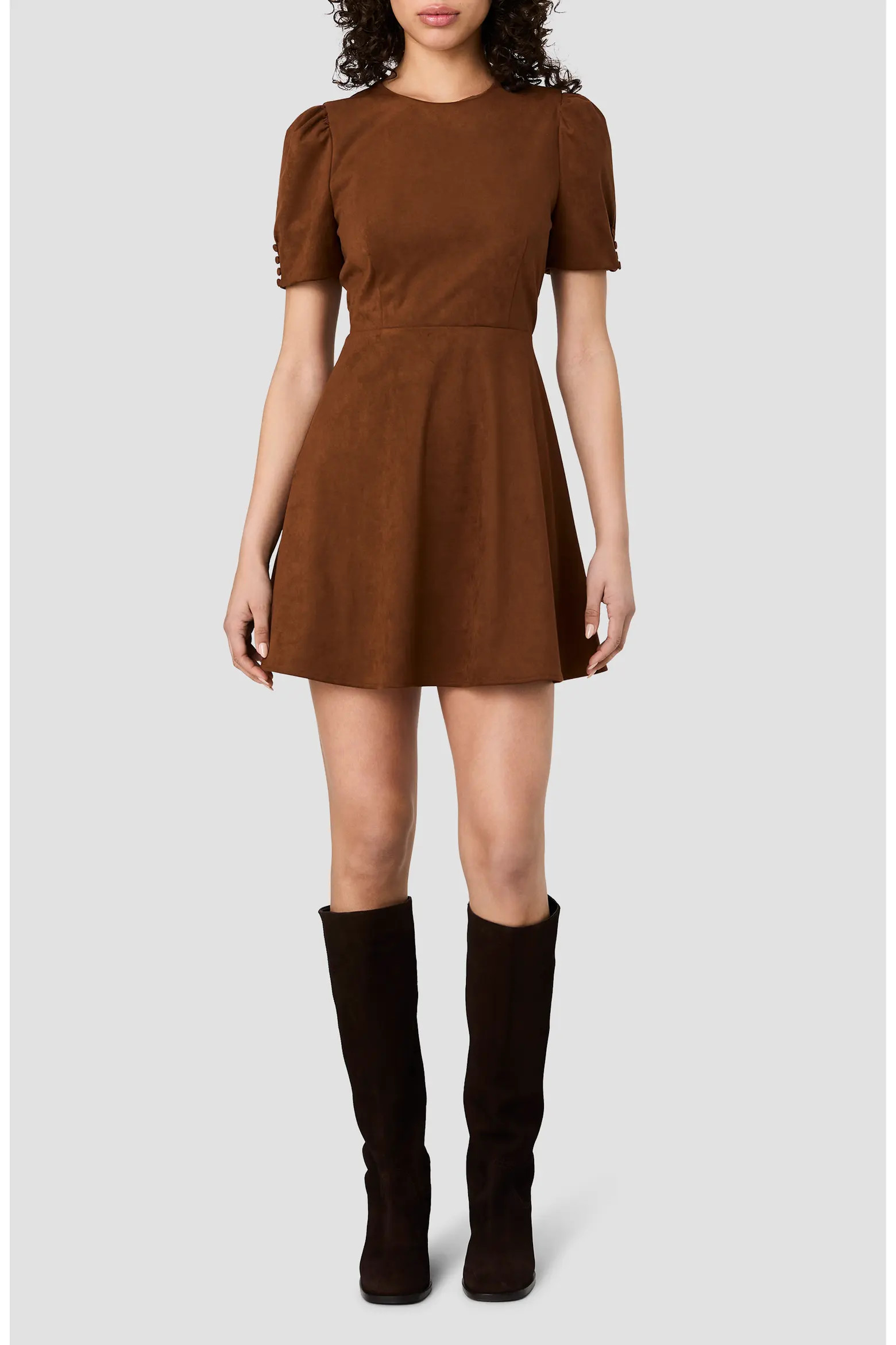 French Connection Sonja Short Sleeve Faux Suede Fit & Flare Minidress (Women) | Nordstrom | Nordstrom