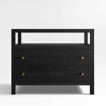 Keane 31.5" Black Solid Wood Charging Nightstand + Reviews | Crate & Barrel | Crate & Barrel