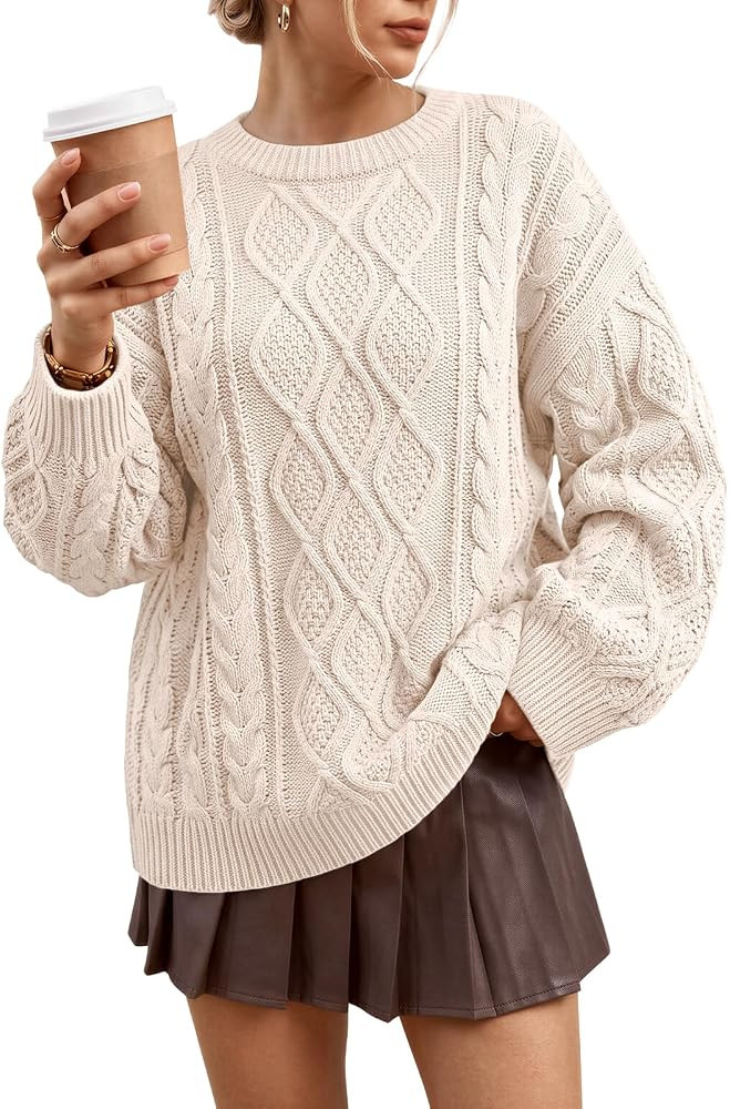 Trendy Queen Women Oversized Cable Knit Sweaters 2026 Fall Fashion Outfits | Amazon (US)