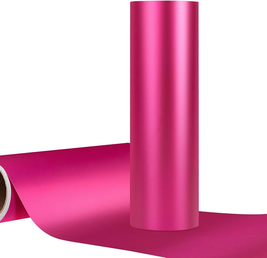 WRAPXPERT Hot Pink Permanent Vinyl Metallic, 12" x5ft Pink Matte Adhesive Vinyl Satin Metallic Cr... | Amazon (US)