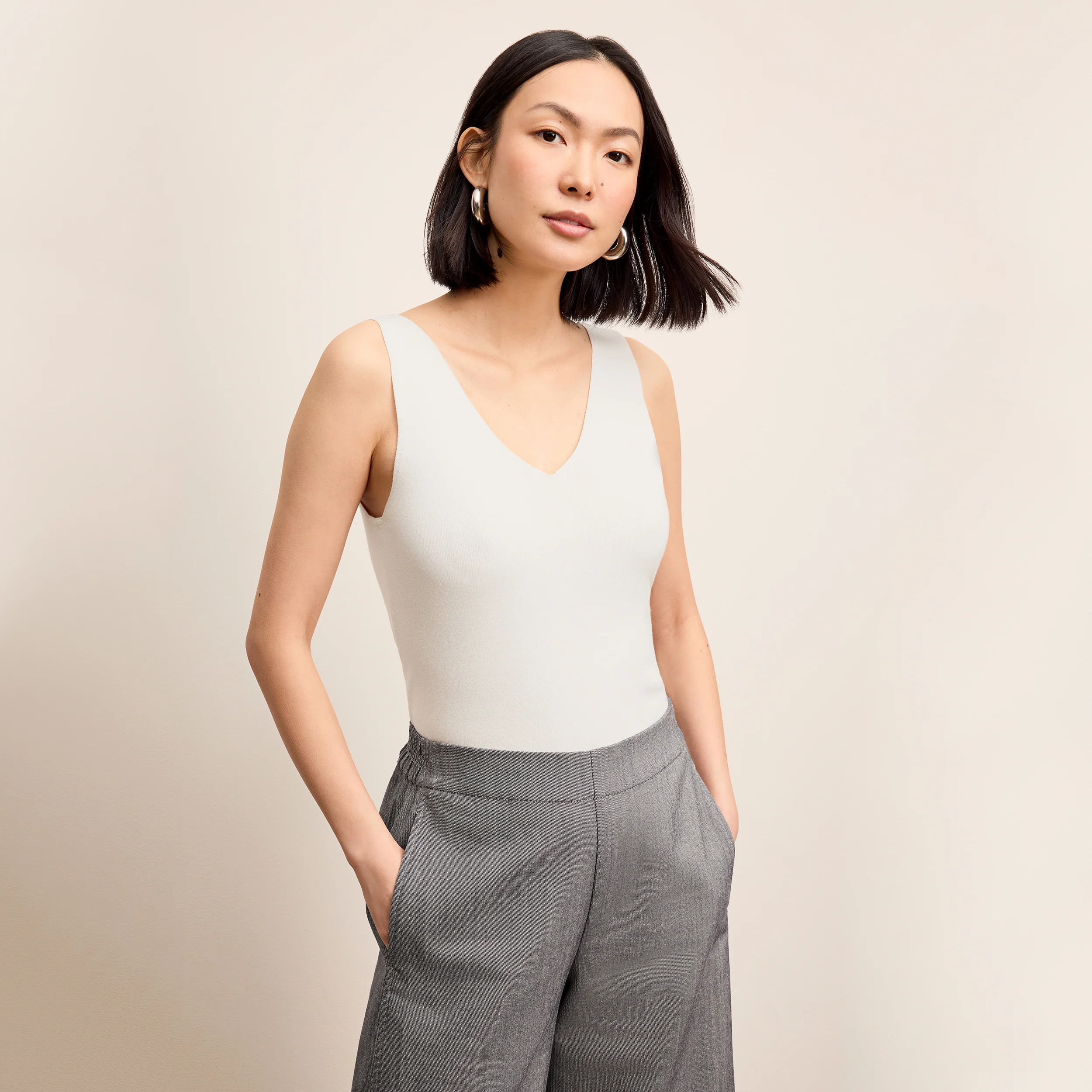 Peggy Top - Eco 365Knit :: Ivory | MM LaFleur