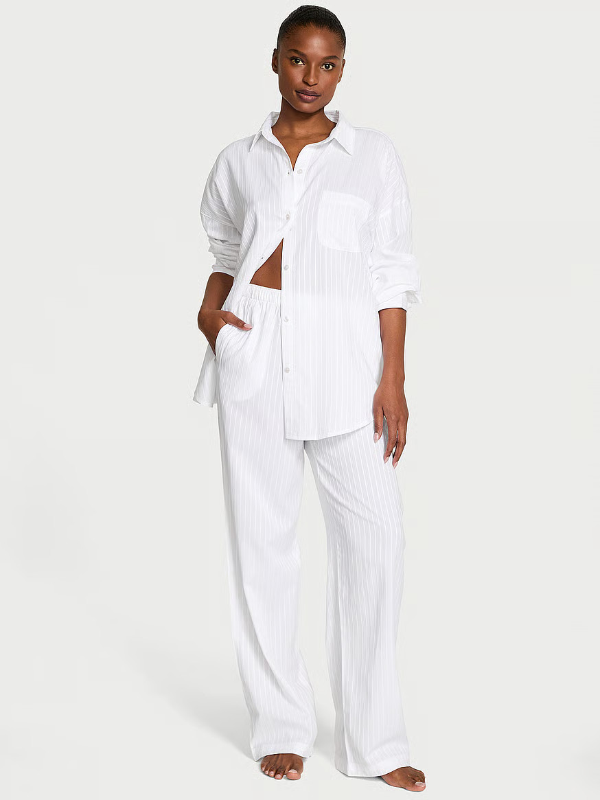 Buy Modal-Cotton Striped Long Pajama Set, Vs White - Order Pajamas Sets online - Victoria's Secre... | Victoria's Secret (US / CA )