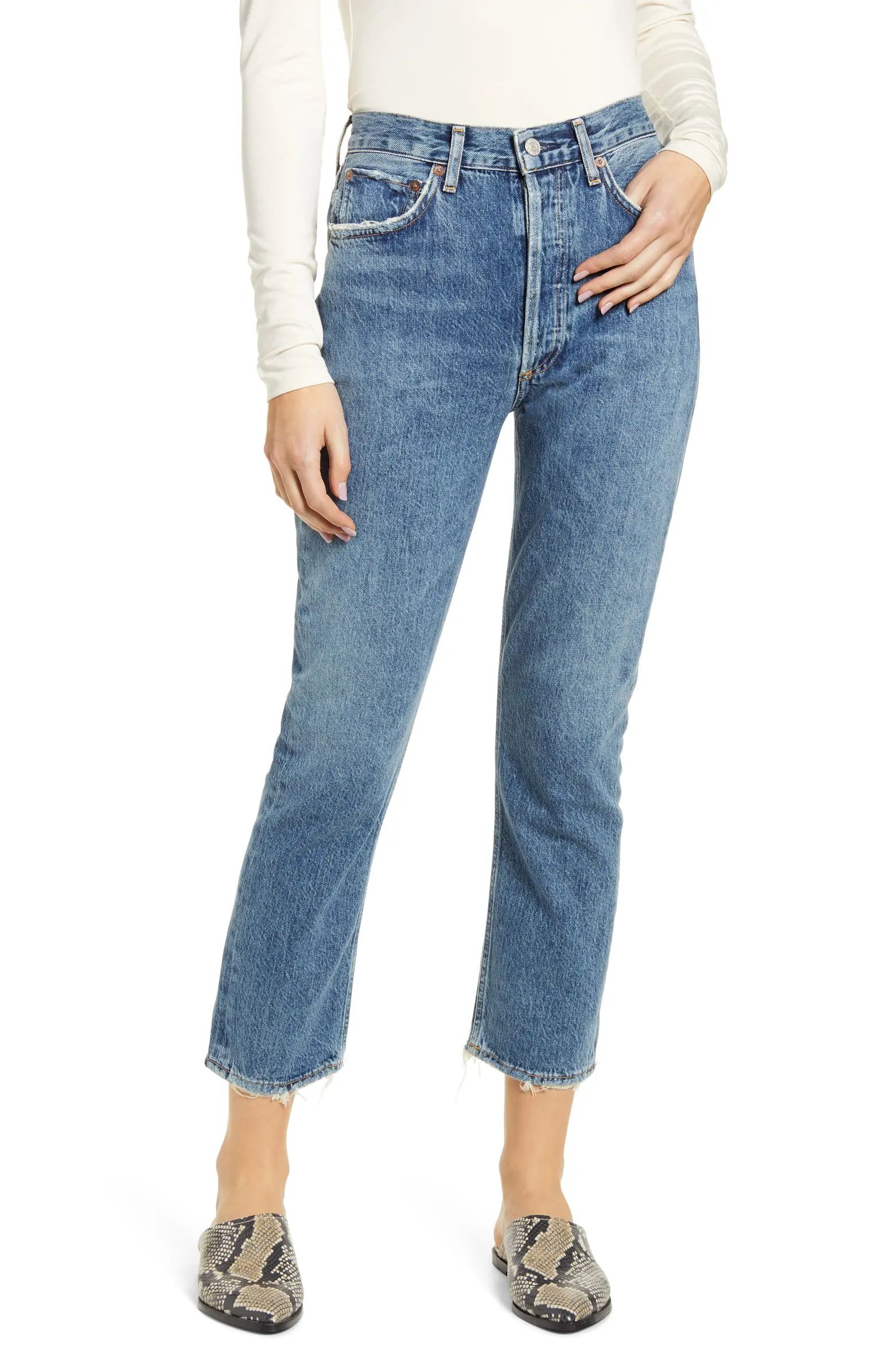 Riley High Waist Crop Straight Leg Jeans | Nordstrom