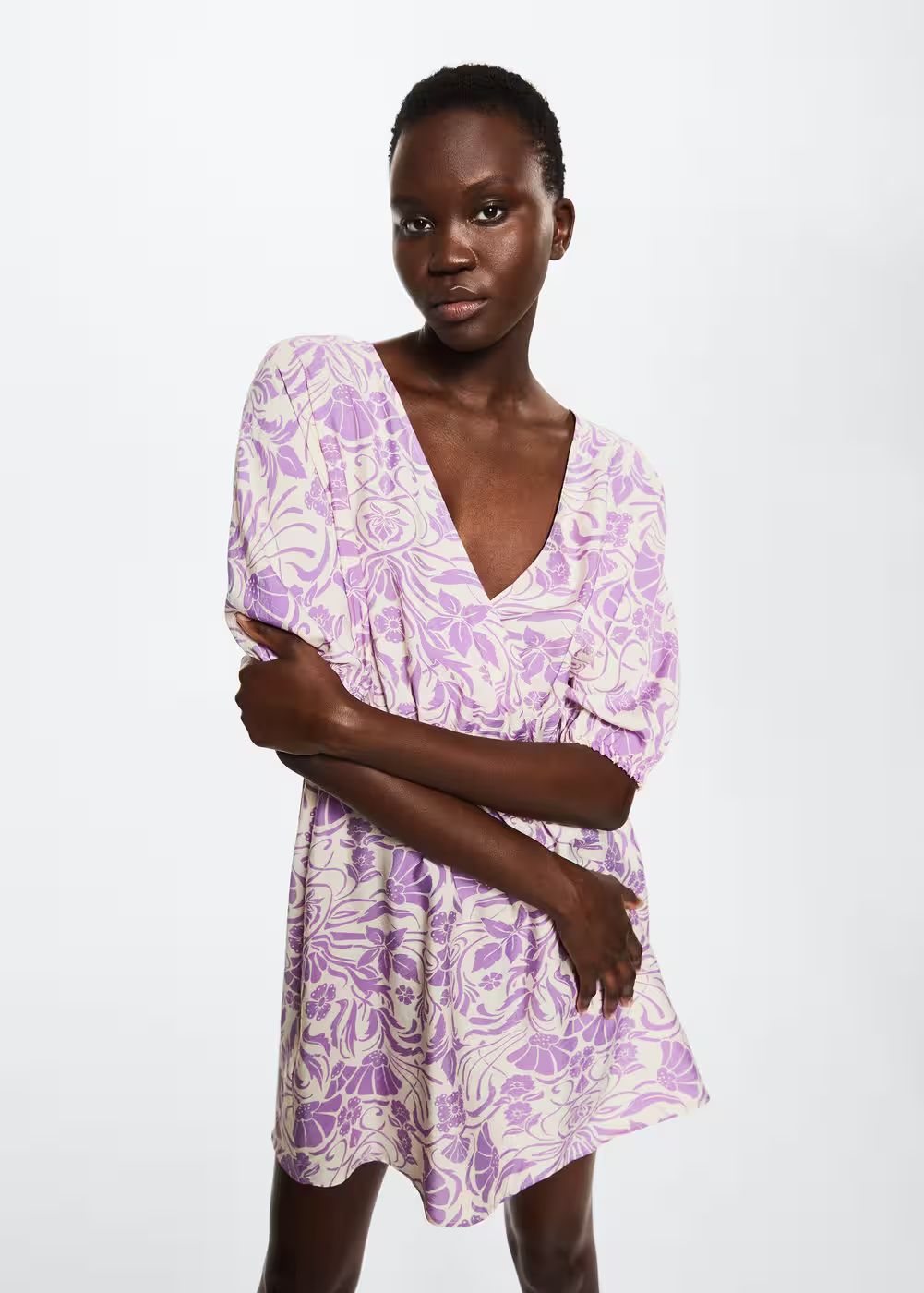 Flowy printed dress -  Women | Mango USA | MANGO (US)
