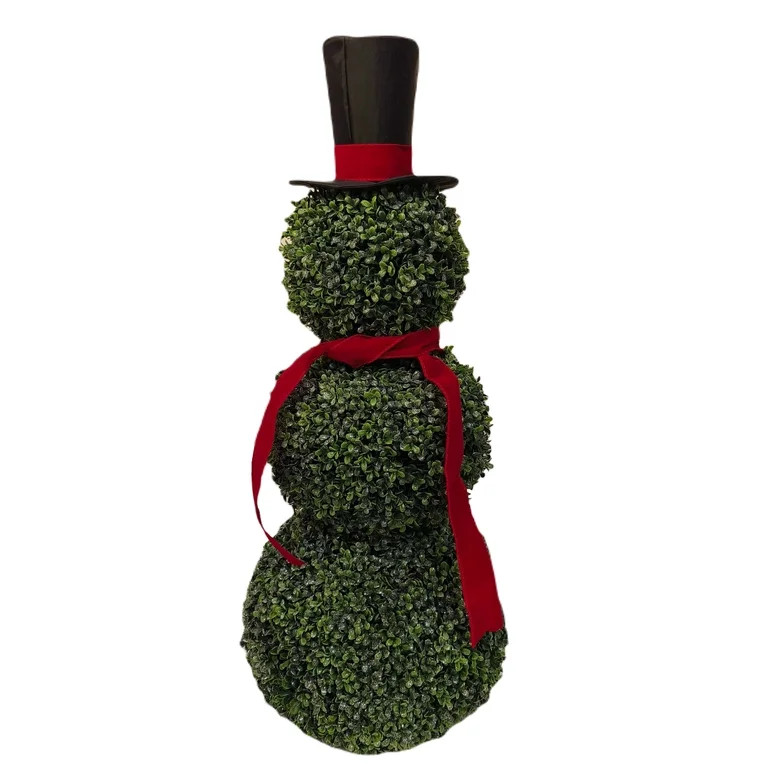 Boxwood Snowman Topiary Christmas Decoration, Multicolor, 32", by Holiday Time | Walmart (US)