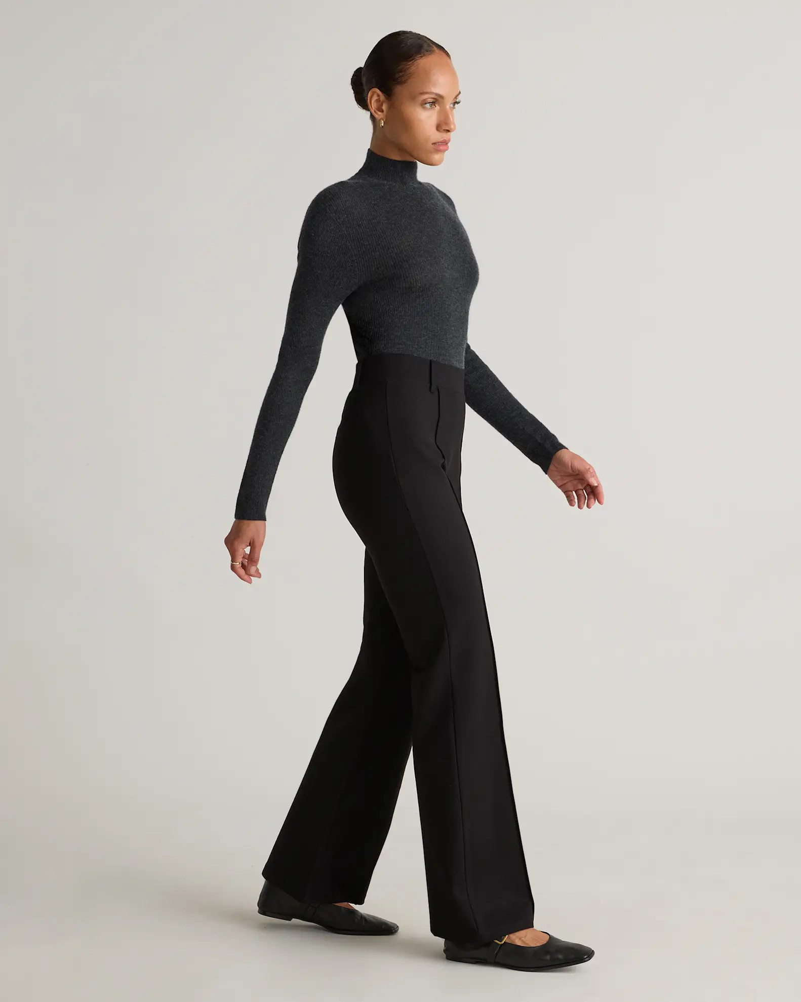 Ultra-Stretch Ponte Flare Leg Pants in Black | Quince