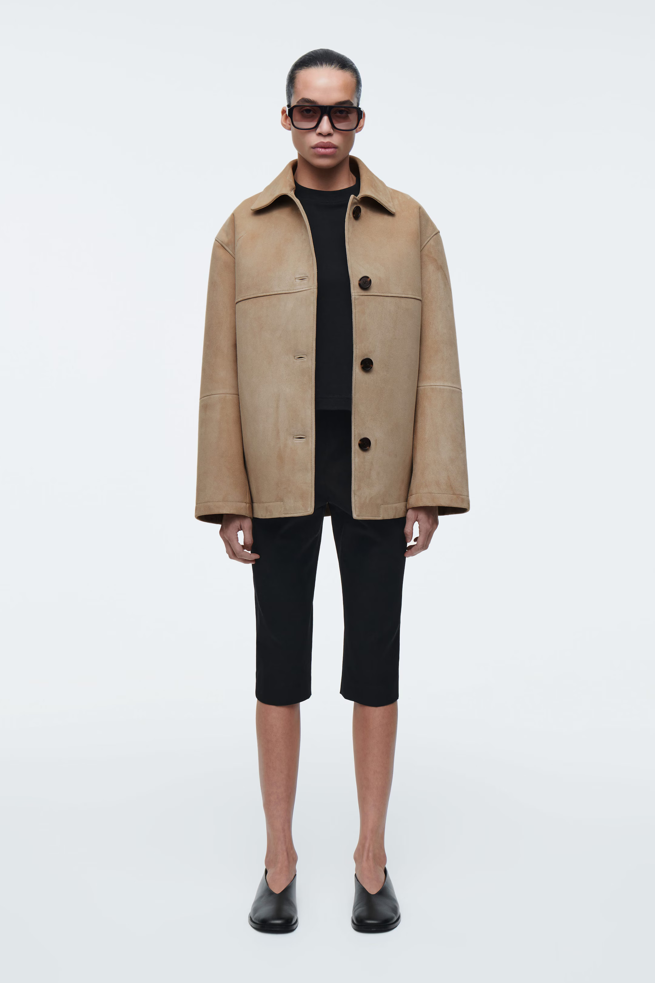 COTTON-BLEND CAPRI PANTS - BLACK | COS AU | COS (AU)