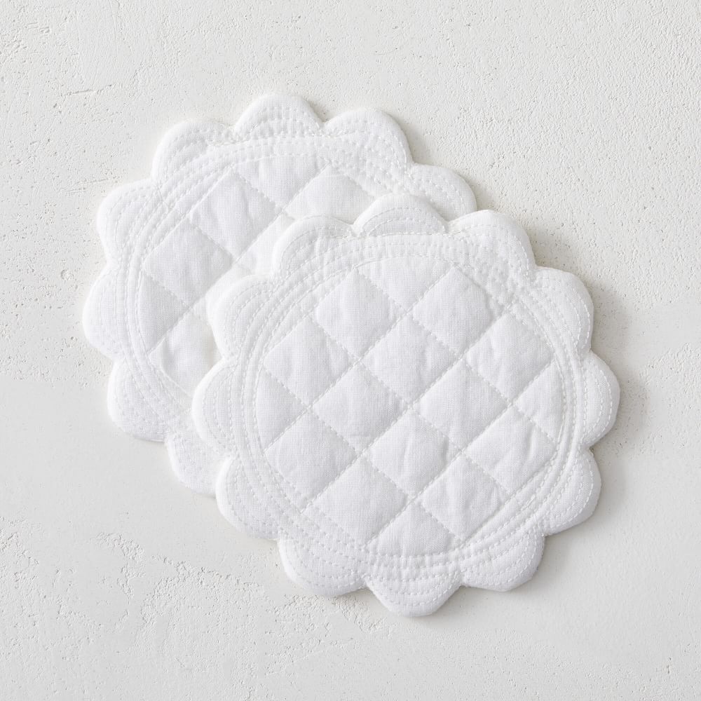 Heather Taylor Home Scalloped Linen Coasters (Set of 4) | West Elm (US)