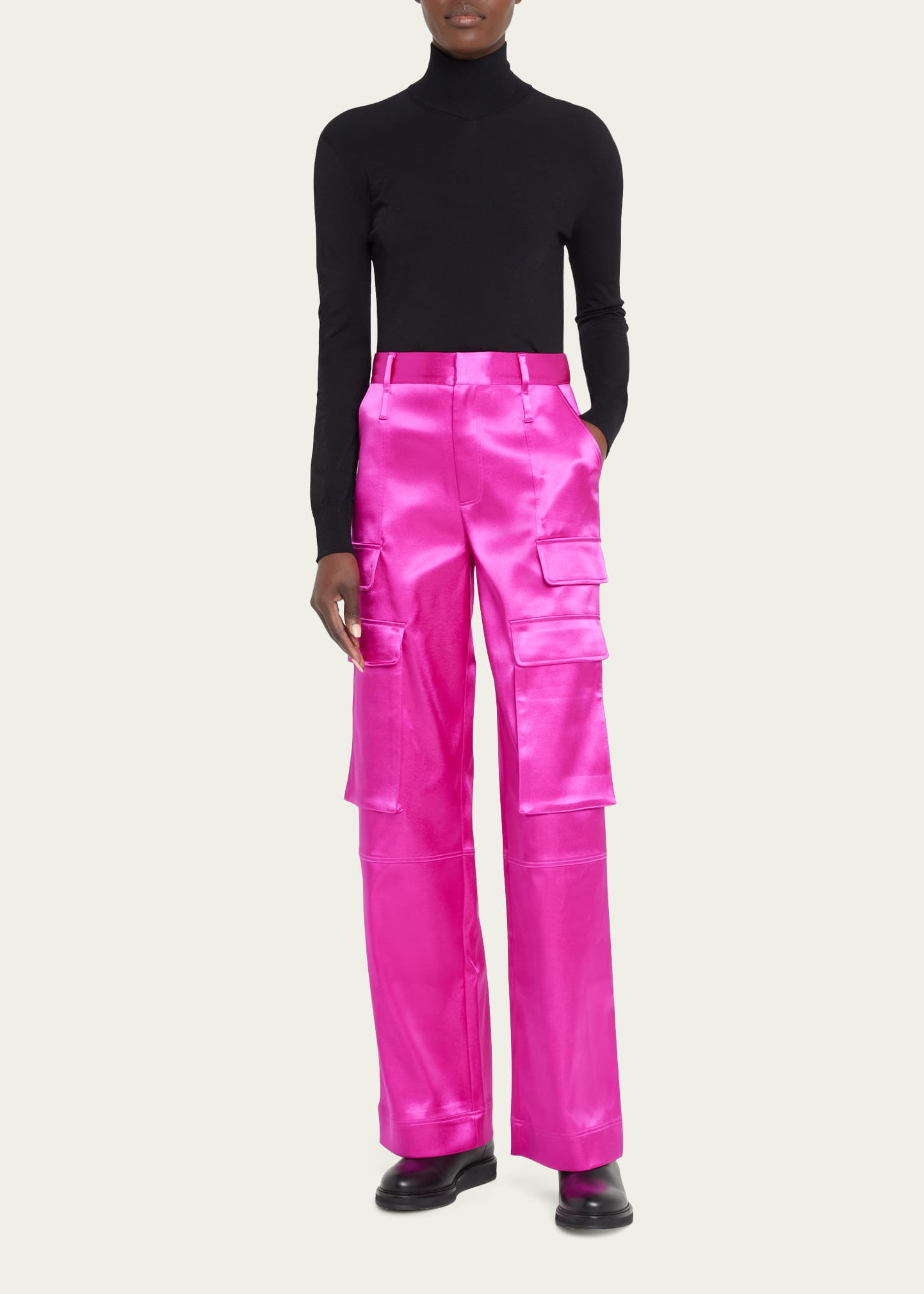 FRAME Satin Straight Cargo Pants | Bergdorf Goodman