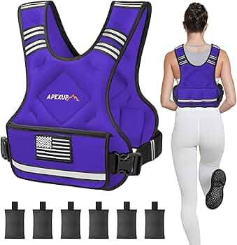 APEXUP Adjustable Weighted Vest, 4-10lb/12-18lb/20-32lb Vest with 6 Ironsand Weights and Large Po... | Amazon (US)