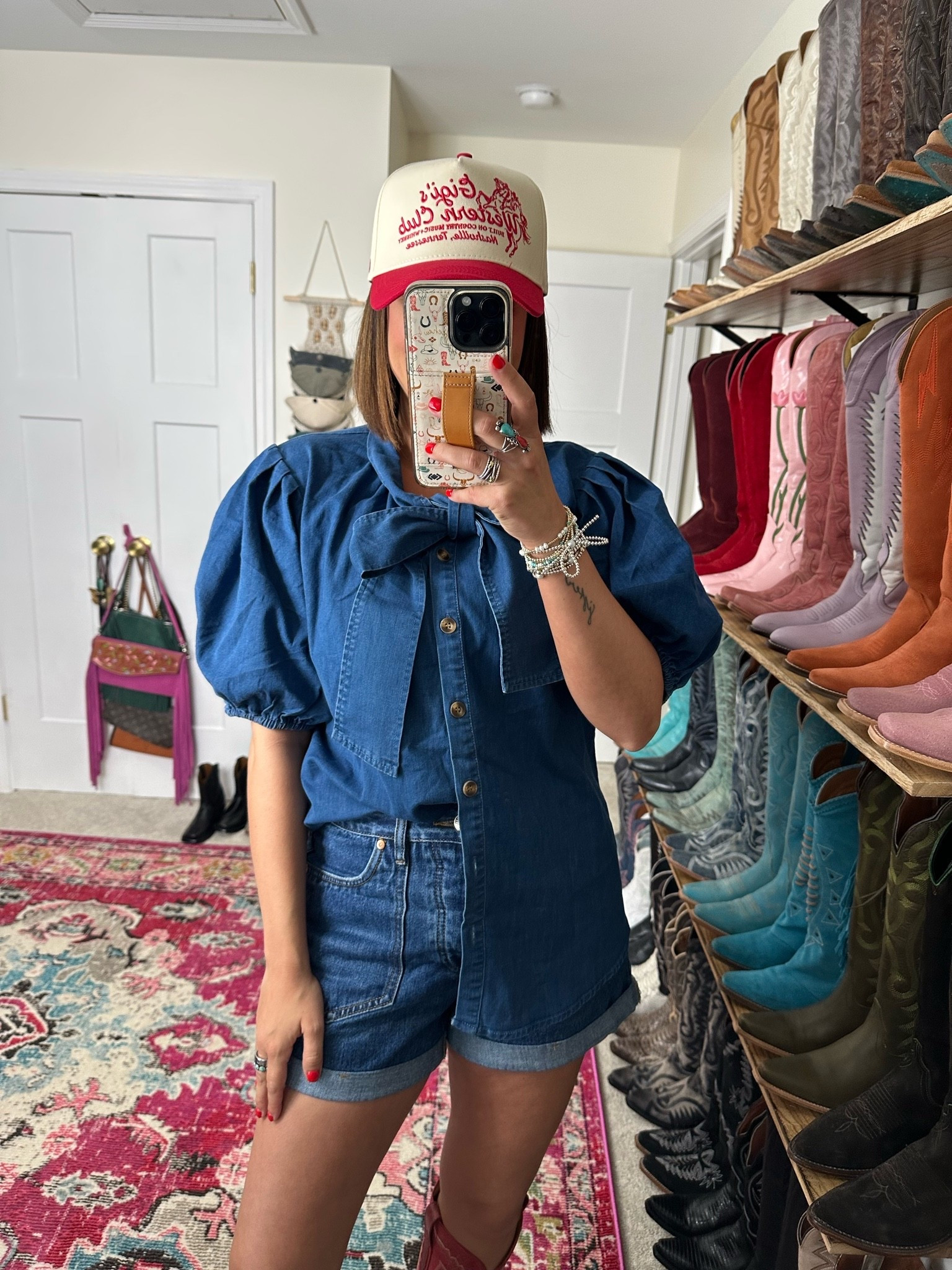 Amazon denim top with bow - western fashion find and Gigi pip western trucker hat

#LTKootd #LTKgrwm