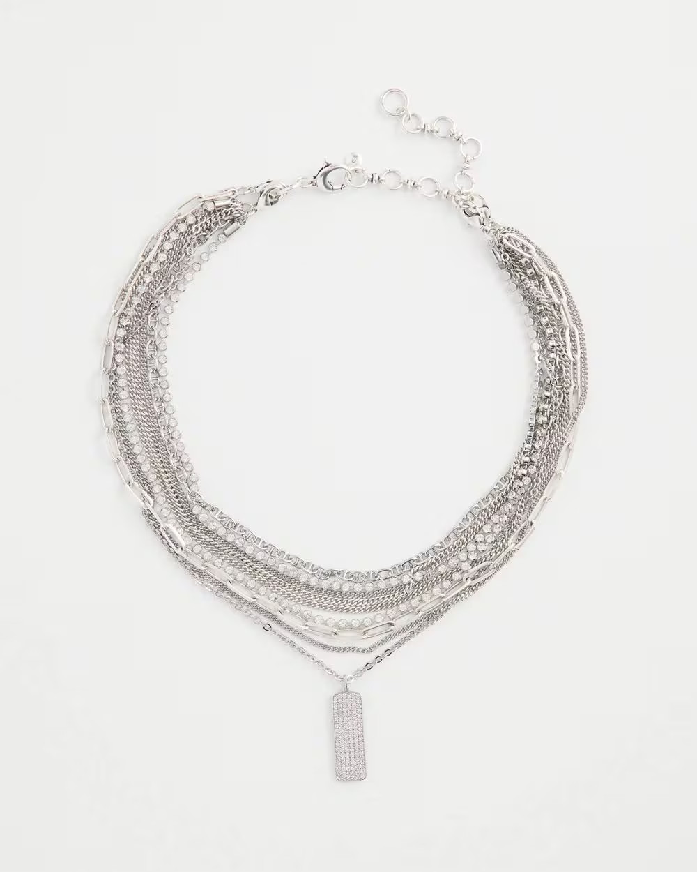 Silver Tone Pave Multistrand Necklace | Chico's