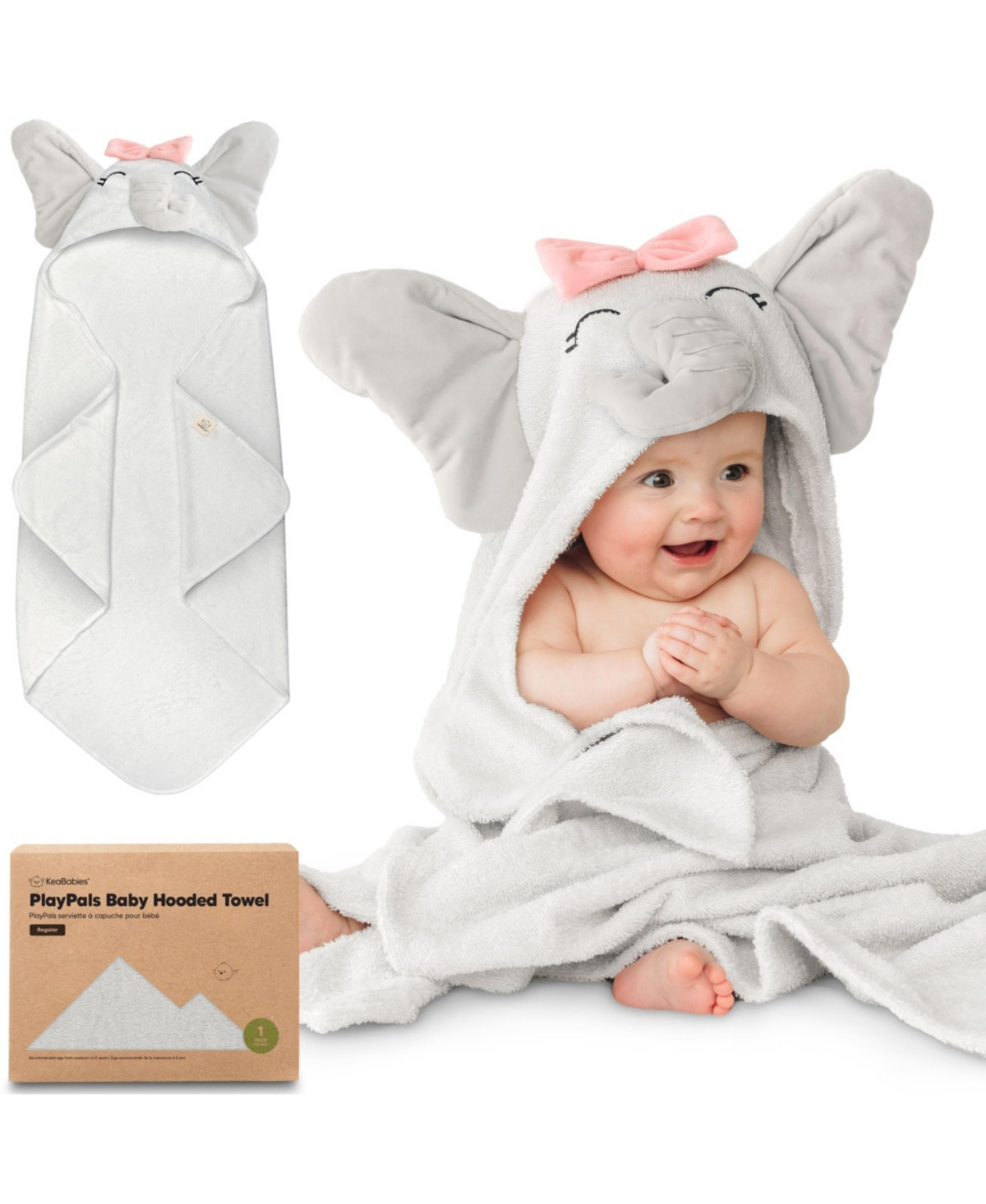 KeaBabies PlayPals Baby Towels with Hood for Girls, Boys, 100% Organic Soft Cotton Hooded Bath Towels for Newborn, Kids - Ella | Macy's