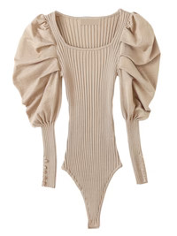 'Marie' Ribbed Puff Sleeves Bodysuit (4 Colors) | Goodnight Macaroon