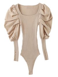 'Marie' Ribbed Puff Sleeves Bodysuit (4 Colors) | Goodnight Macaroon