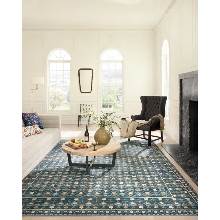 Rifle Paper Co. x Loloi Eden EDE-03 Lattice Indigo Rug feat. CloudPile | Wayfair North America