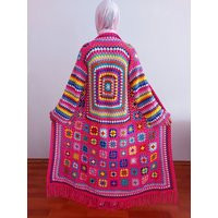 Boho Cardigan, Crochet Long Jacket, Granny Square Sweater, Coat, Style Jacket, Gift For Her | Etsy (US)