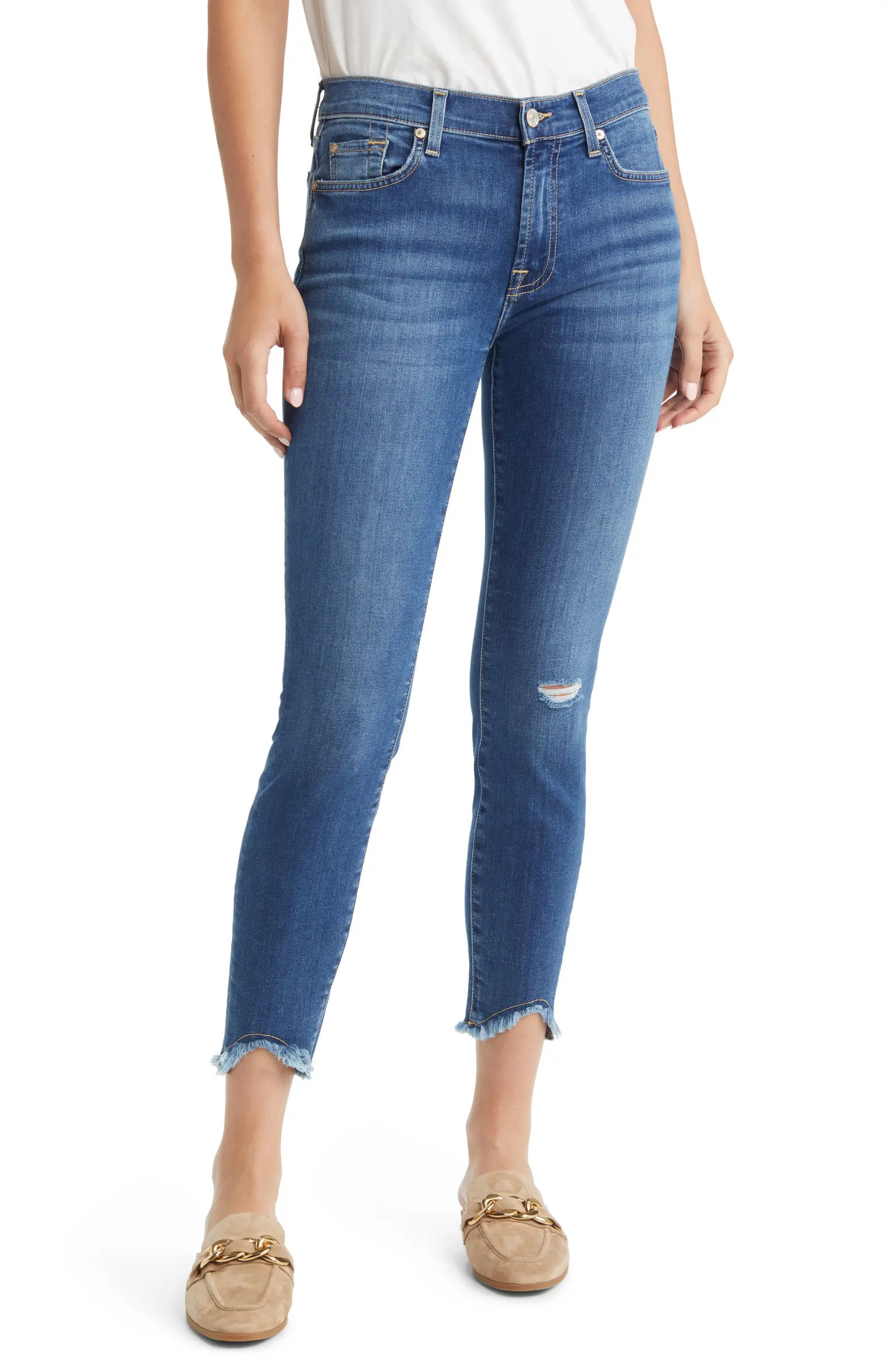 Ripped Frayed Hem Ankle Skinny Jeans | Nordstrom