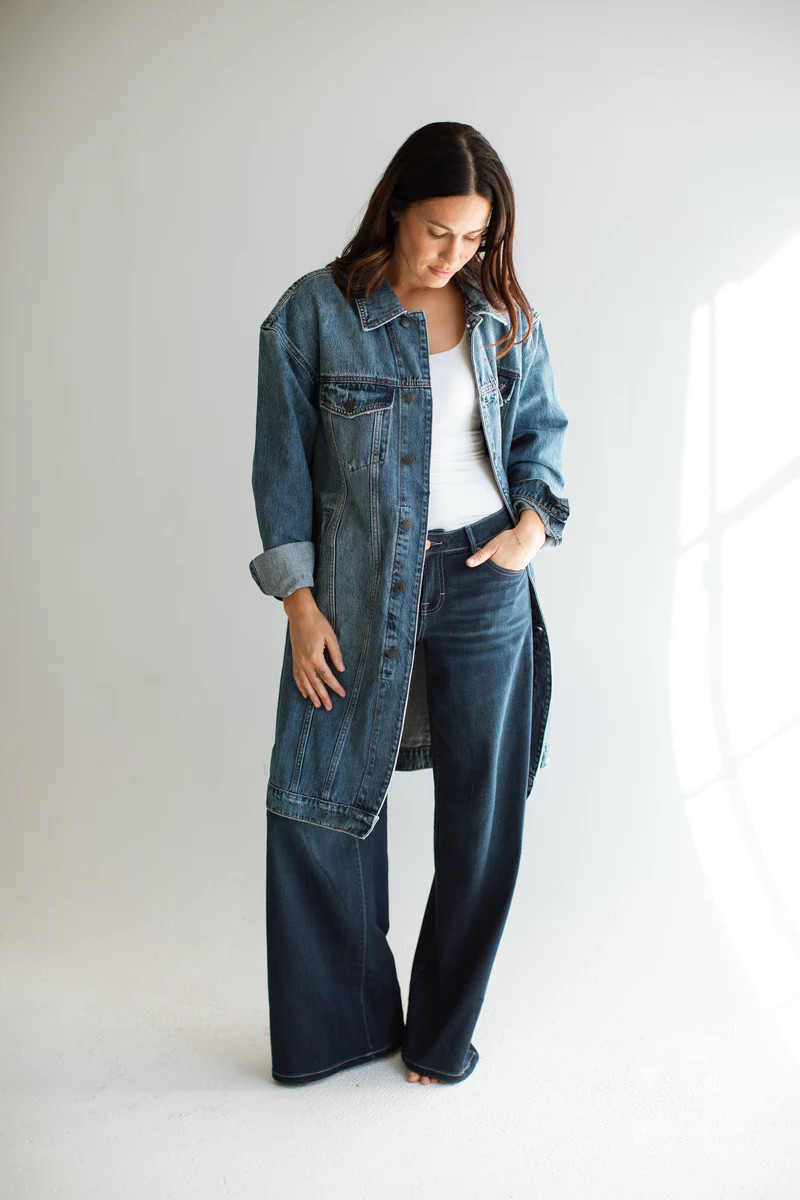 Haidyn Denim Long Jacket | Carly Jean Los Angeles