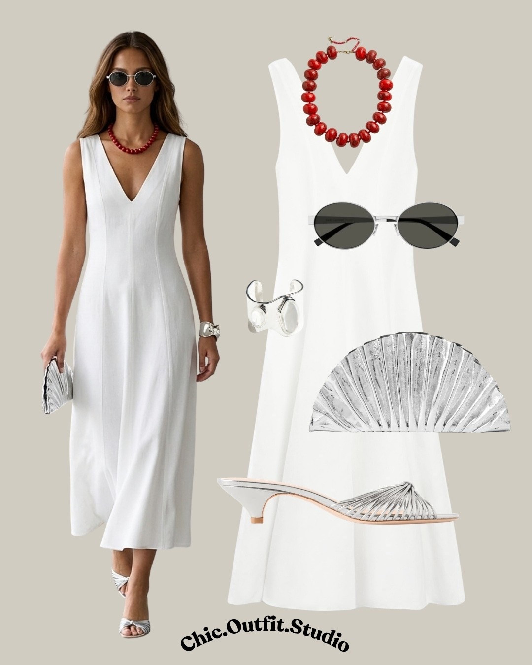 White Midi Dress & Silver Accessories

✨A timeless white sleeveless midi dress paired with silver accessories creates a fresh, polished summer outfit with modern elegance. The bold red beaded necklace adds the perfect pop of color, making this look ideal for garden parties, bridal events, summer dinners, vacation evenings, gallery openings, or elegant daytime celebrations. Crisp white styling with metallic accents feels effortlessly sophisticated for every special occasion.

✨Tags: white sleeveless midi dress, elegant white summer dress, summer event outfit women, bridal shower guest outfit, garden party outfit, minimalist elegant fashion, vacation dinner outfit, European chic style, silver accessories outfit, timeless summer dress, polished summer look

#LTKkleider #LTKsummer #LTKshoes