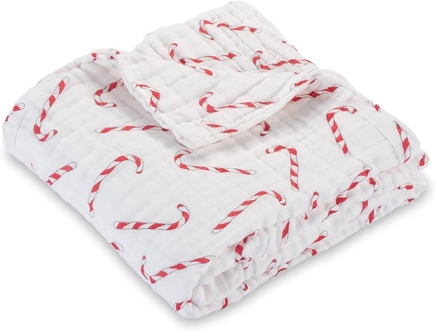 LollyBanks 100% Cotton Muslin Quilt, Large Christmas Candy Cane Throw | Boy, Girl or Gender Neutr... | Amazon (US)