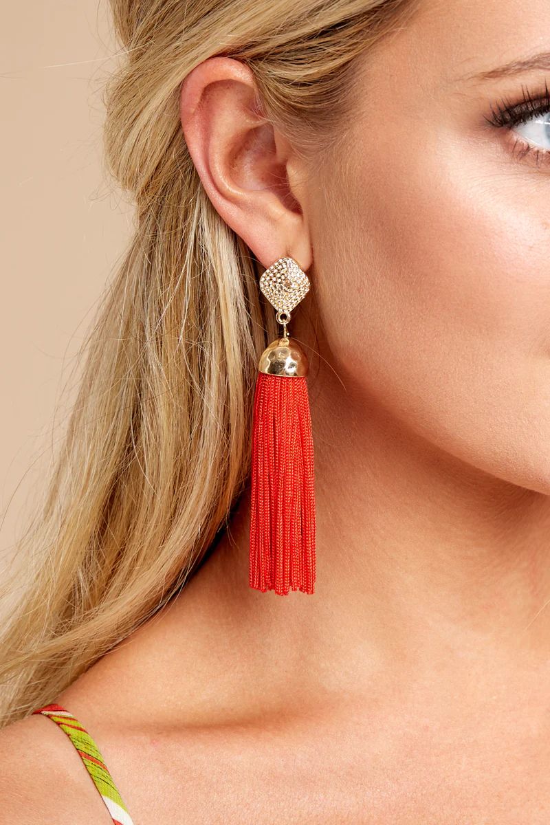Request More Time Red Tassel Earrings | Red Dress 
