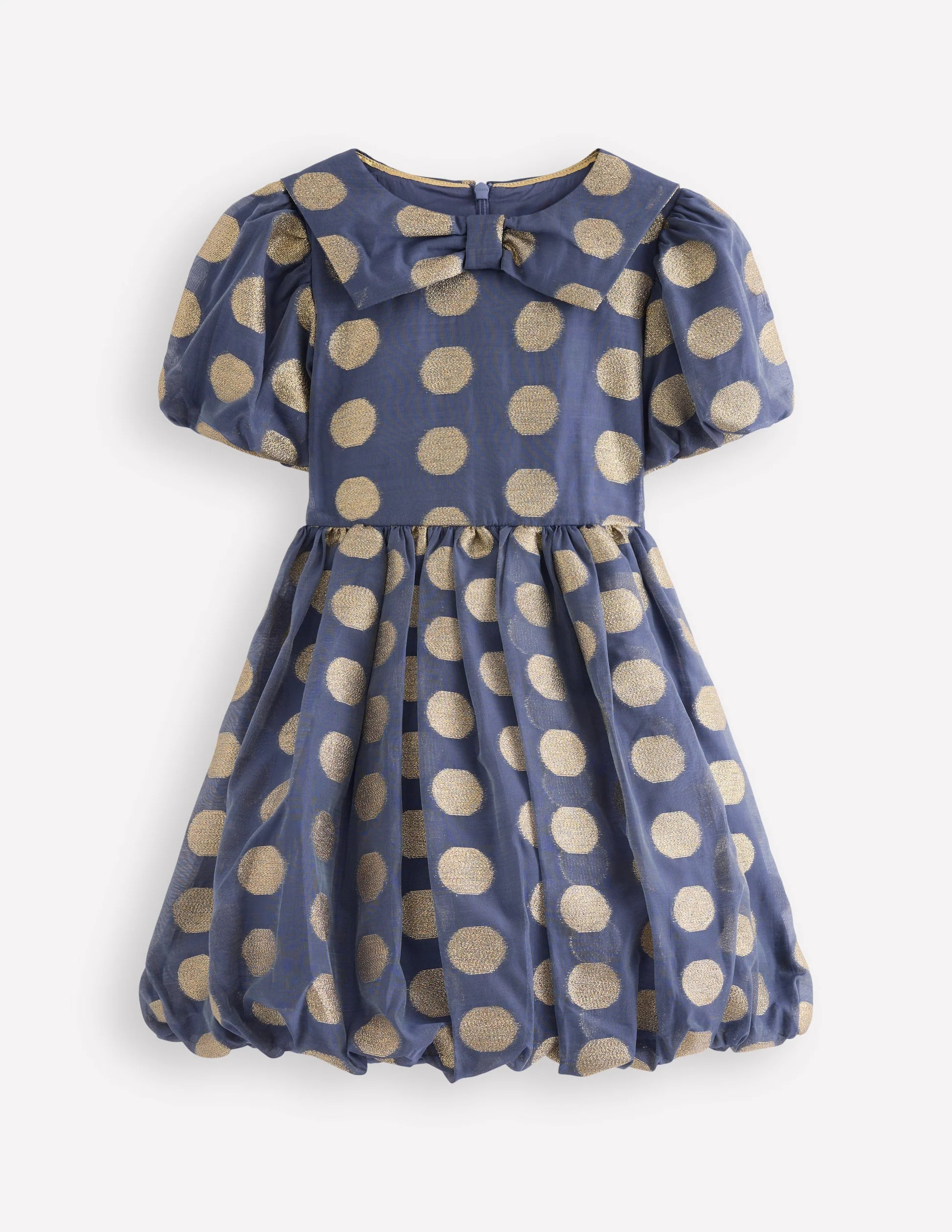 Bubble Hem Party Dress-College Navy Gold Spot | Boden (US)