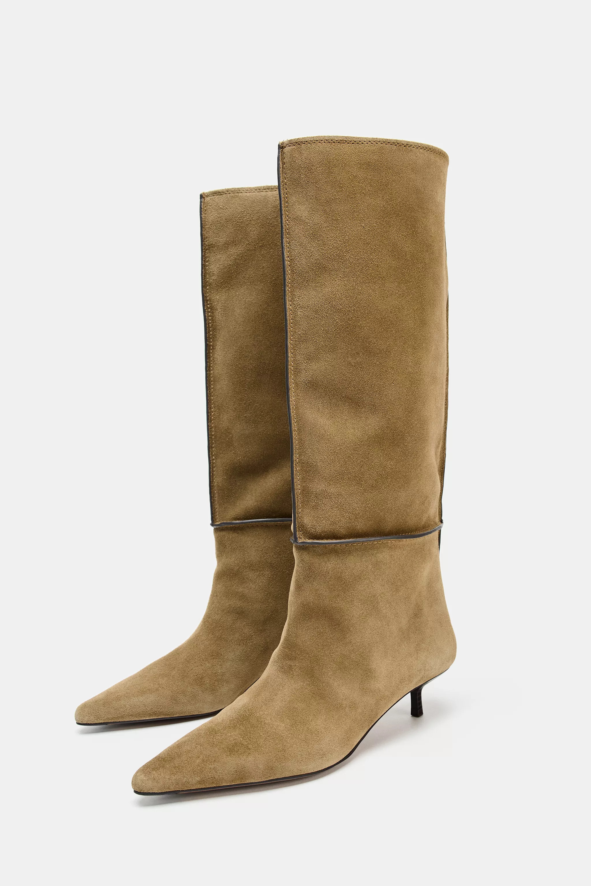 SPLIT LEATHER TOPSTITCHING BOOTS | Zara US