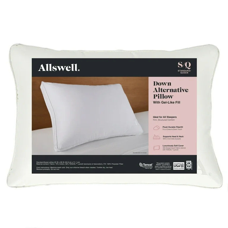Allswell(4.4)|1,139 Allswell Down Alternative Bed Pillows, Standard/Queen - Firm, All Positions  ... | Walmart (US)