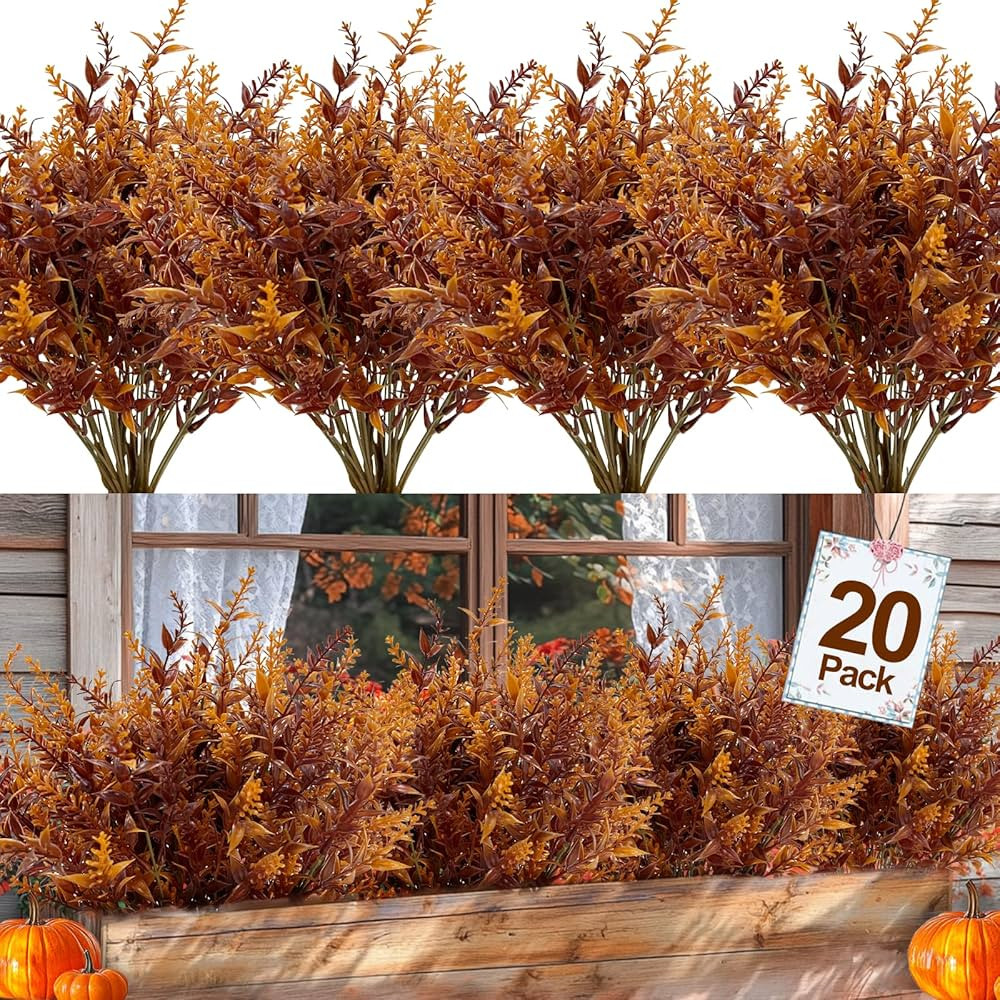 TURNMEON 20 Bundles Artificial Fall Flowers for Outdoors Fall Decorations Artificial Lavender Fak... | Amazon (US)