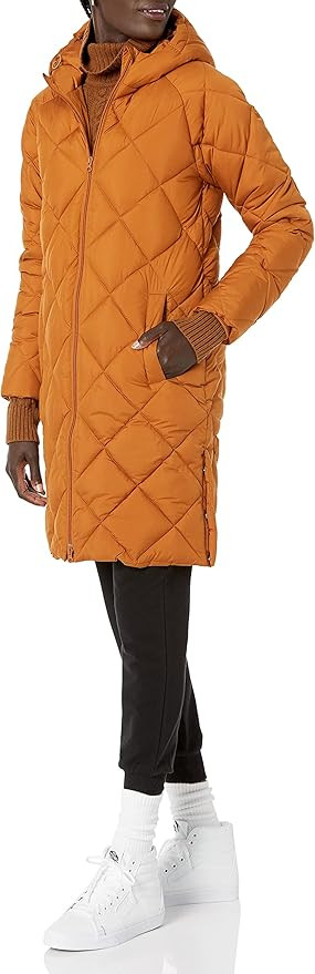Amazon Essentials Women's Heavyweight Diamond Quilted Knee Length Hooded Puffer Winter Coat | Amazon (US)