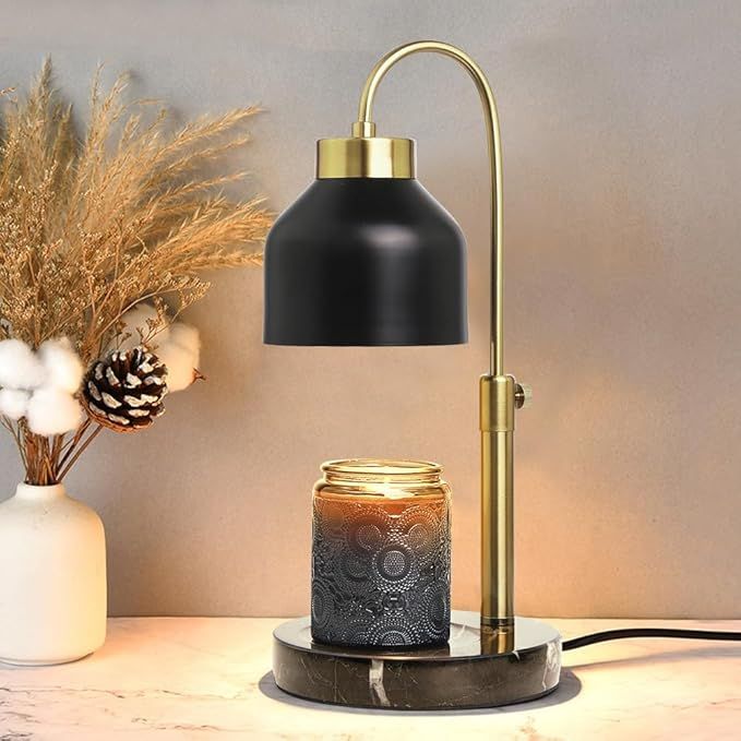 Candle Warmer Lamp with Timer Adjustable Height Black Marble Base, Electric Candle Lamp Warmer Li... | Amazon (US)