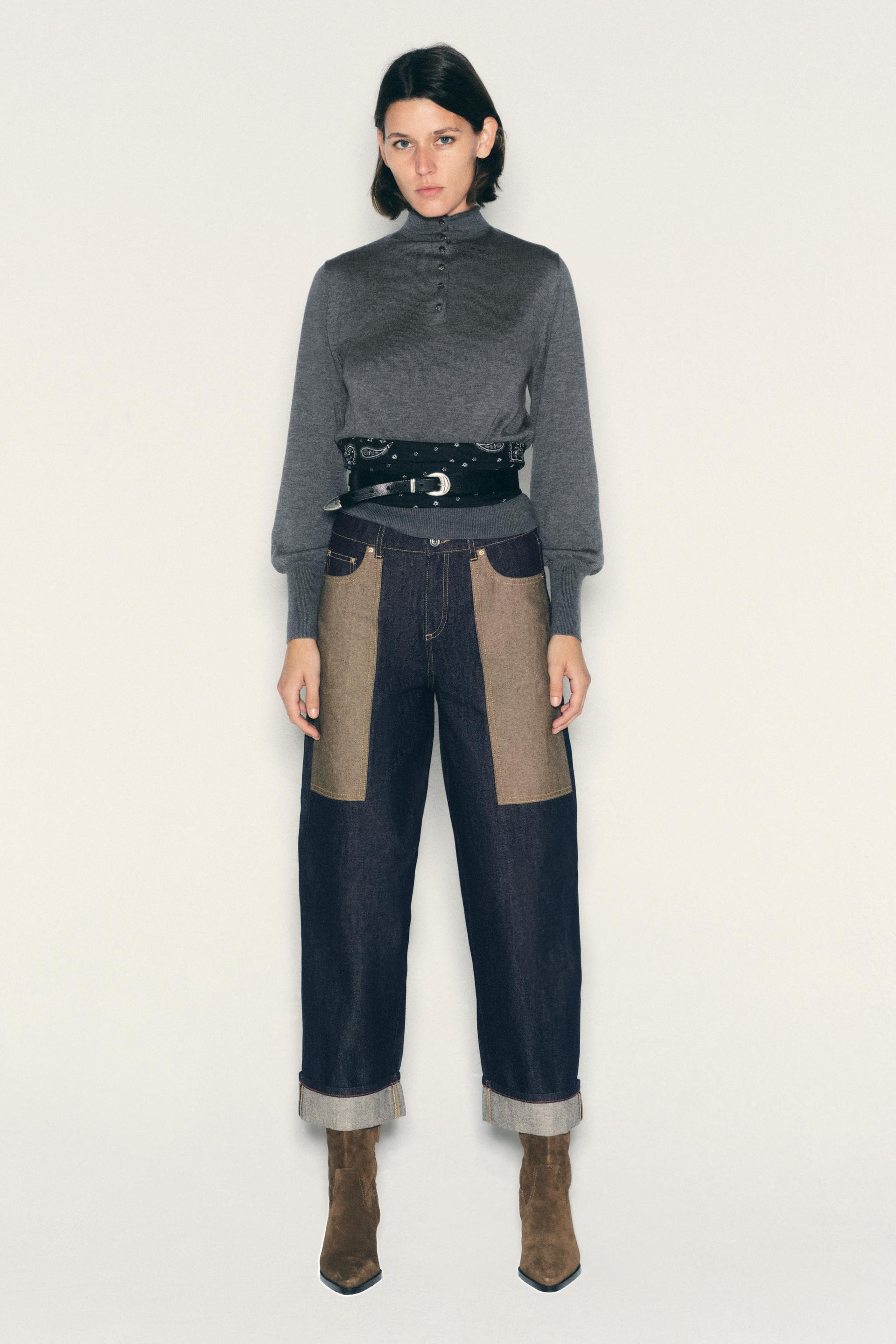 Zara - Z1975 High-Rise Combined Cuffed Jeans - Blue - 26 (Us 2) - Woman | Zara US