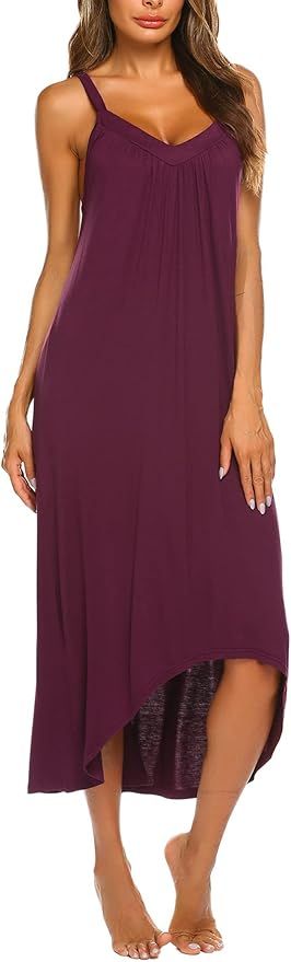 Ekouaer Womens Nightgown Sleeveless Long Nightshirt Sexy Full Slip Night Dress Summer Plus Size S... | Amazon (US)