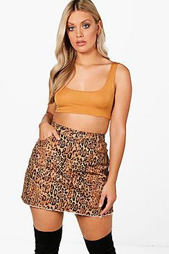 Plus Daisy Leopard Denim Skirt | Boohoo.com (US & CA)