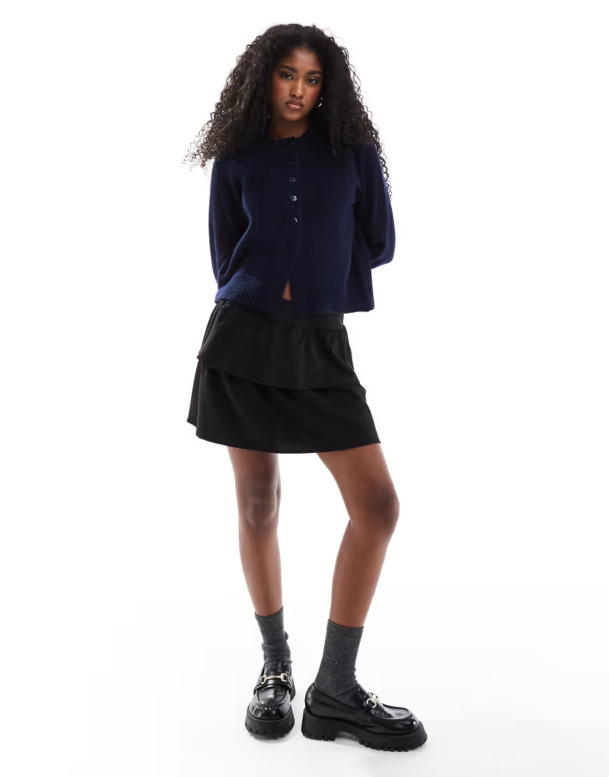 Pimkie ruffle mini skirt in black | ASOS (Global)