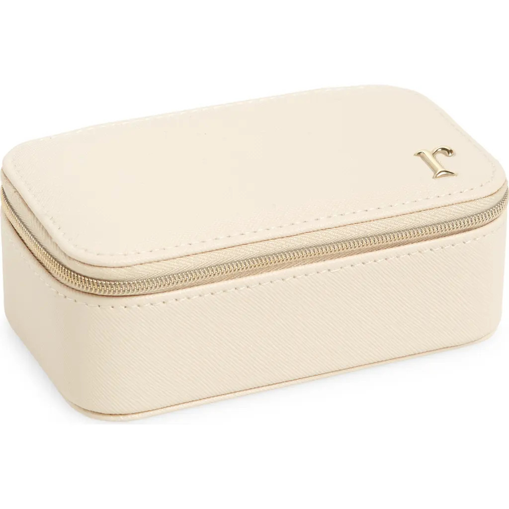 Nordstrom Initial Rectangular Jewelry Box in R- Cream- Gold at Nordstrom | Nordstrom