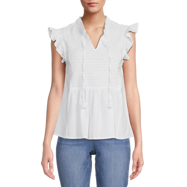 Time And Tru Women's Smocked Yoke top - Walmart.com | Walmart (US)