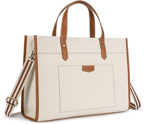 Missnine Laptop Tote Bag Canvas Laptop Bag 15.6 inch Work Shoulder Bags Casual Briefcase Handbag ... | Amazon (US)