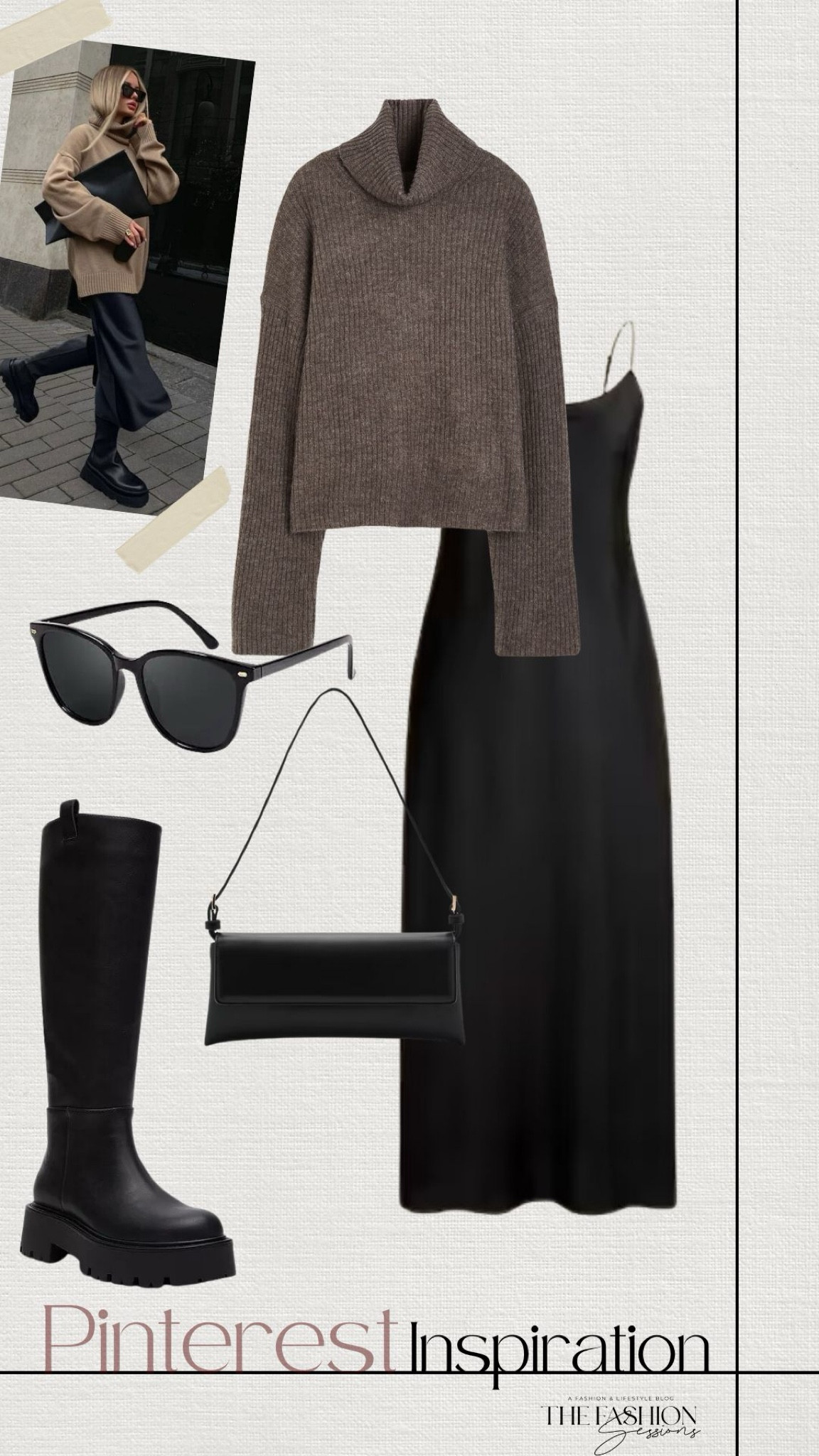 Pinterest Inspo | Fashion | Style | Clothing | Slip Dress | Brown Sweater | Chunky Black Boot | Shoulder Bag | Sunglasses 

#LTKSeasonal #LTKStyleTip #LTKShoeCrush