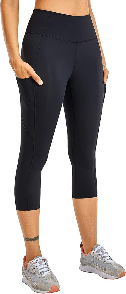 CRZ YOGA Women's Naked Feeling High Waist Gym Workout Capris Leggings with Pockets - 19 Inches | Amazon (US)