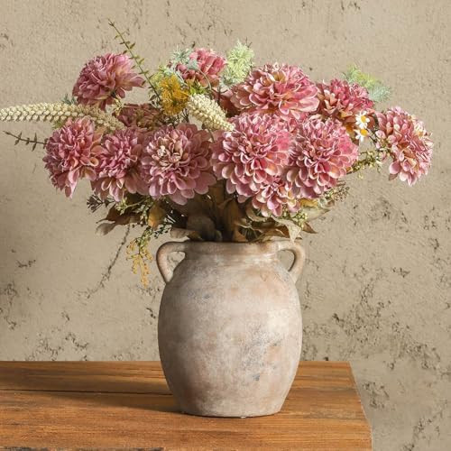 Ceramic Flower Vase 7.6 inch Farmhouse Rustic Vase Decorative Pottery Terracotta Vases for Home D... | Amazon (US)