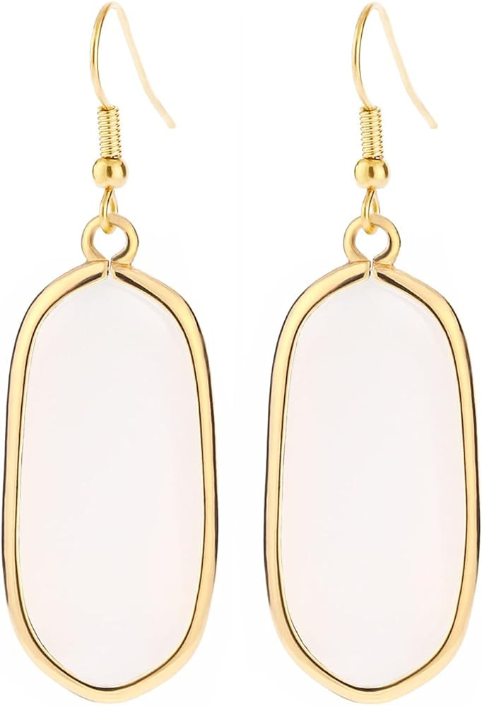 BaubleStar Natural Crystal Healing Stone Drop Dangle Earrings for Women Girls | Amazon (US)