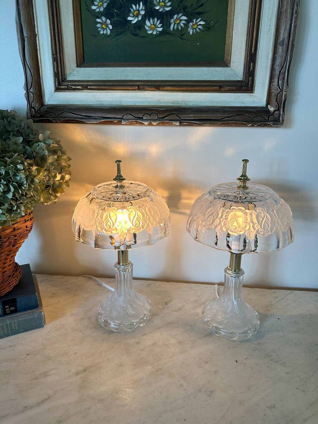 PAIR of Antique German Crystal Boudoir Lamps  |  Fairy Lamp | Etsy (US)