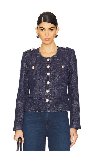 Lenna Tweed Jacket in Navy & Gold | Revolve Clothing (Global)