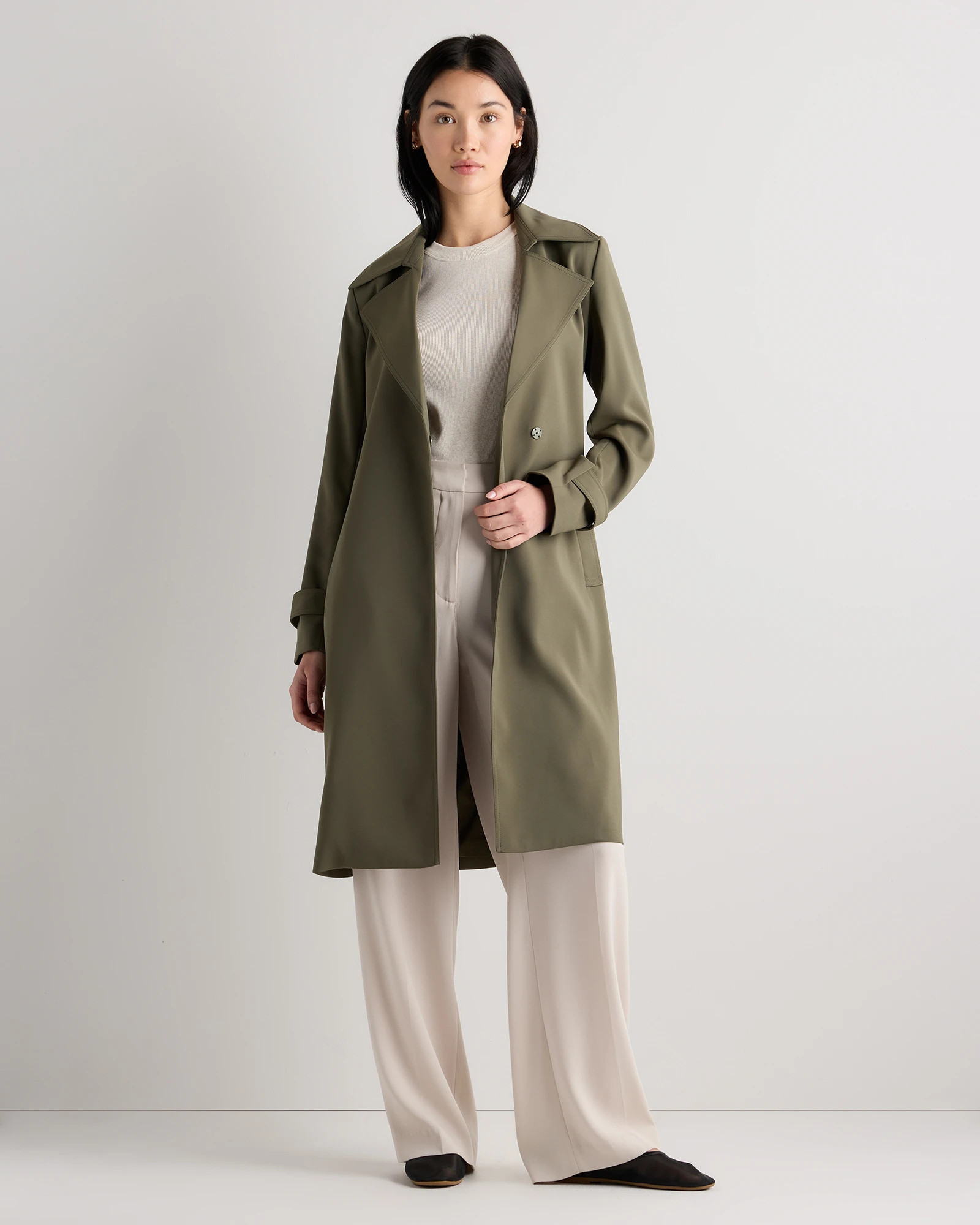 Stretch Crepe Trench Coat in Morel | Quince