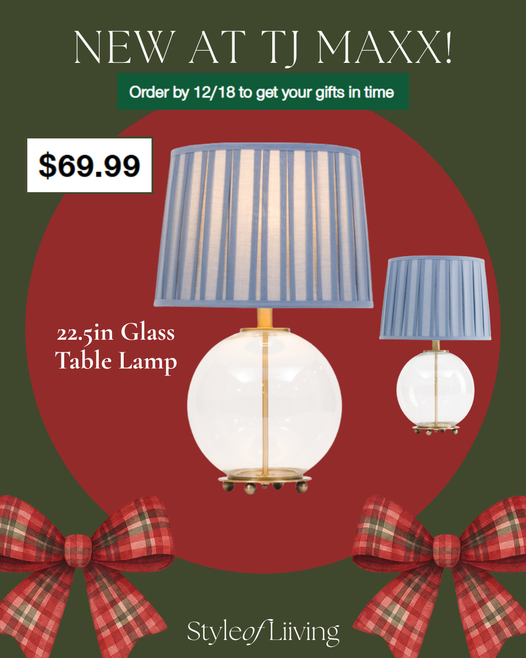 New table lamp at TJ Maxx! Beautiful pleated lamp shade and glass round base. 

 #LTKHome #LTKSaleAlert #LTKFindsUnder100